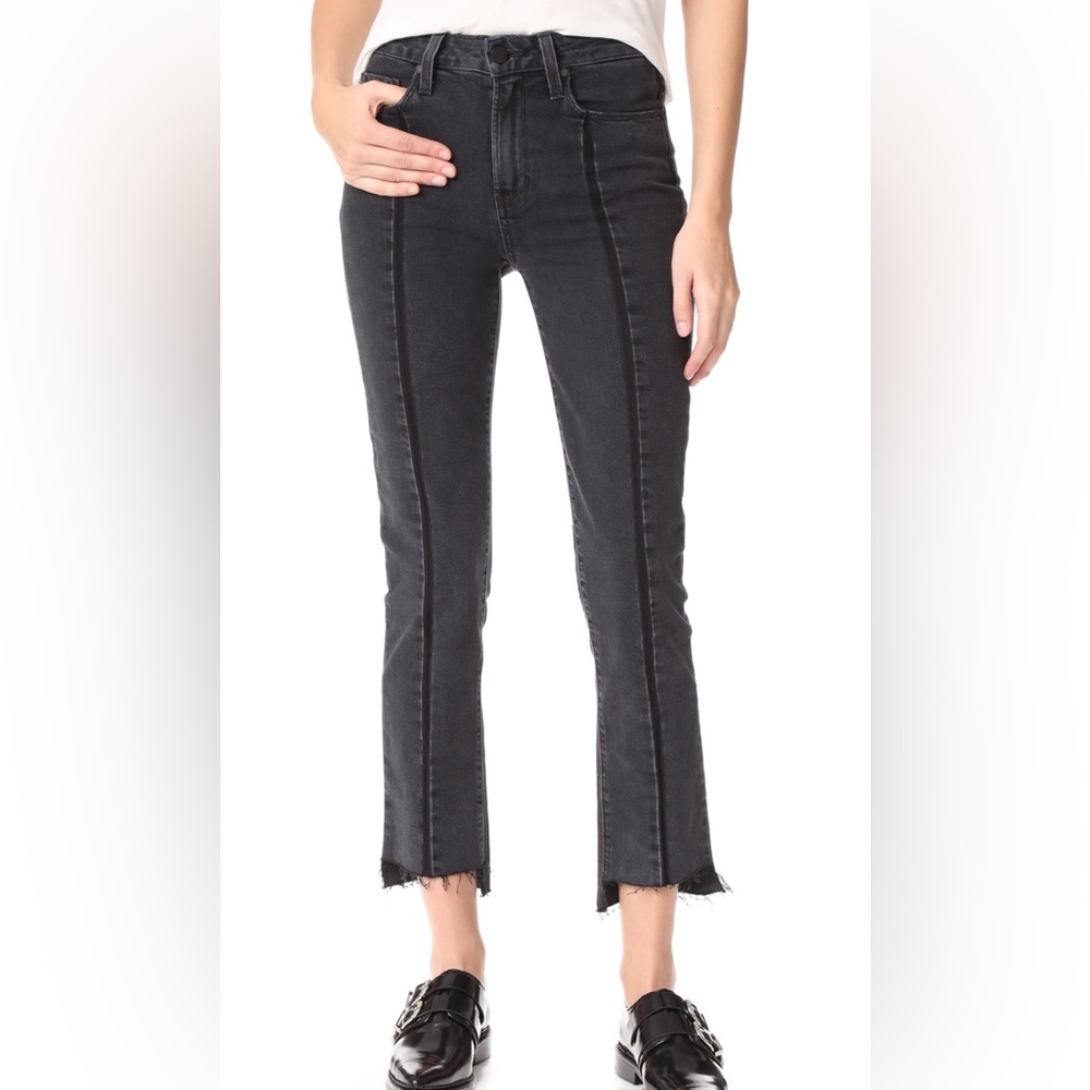 PAIGE Black "Julia" Slim Uneven Hem Denim Jeans [Size 25]
